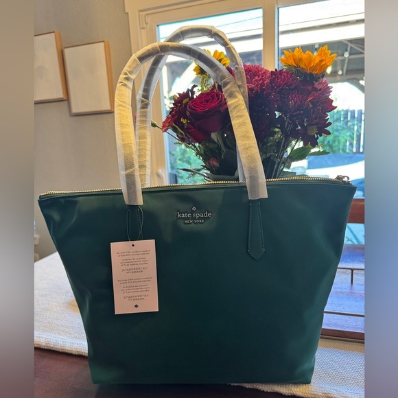 NWT Kate Spade Kitt The Little Better Nylon Large Top Zip Tote in Deep Jade